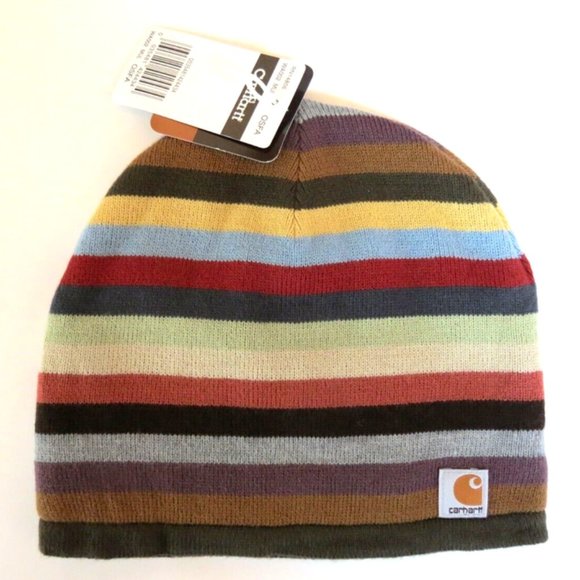 Carhartt Beanie Fleece Lined Earthtone Stripes - Picture 8 of 8